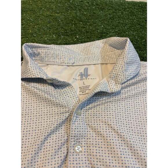 Johnnie O polo mens large blue white featherweight upf 50 lighweight breathable - Picture 1 of 11
